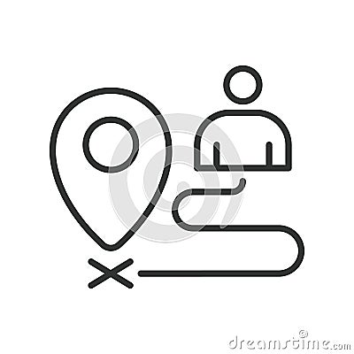 Bad destination, icon in line design. Bad, destination, error, wrong, place, mistake, failure on white background vector Vector Illustration