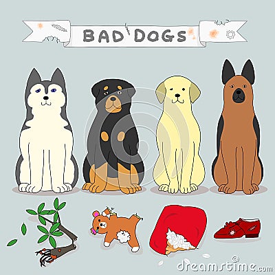 Bad dogs Vector Illustration