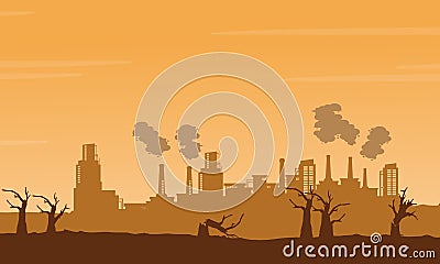 Bad environment with many industry background Vector Illustration