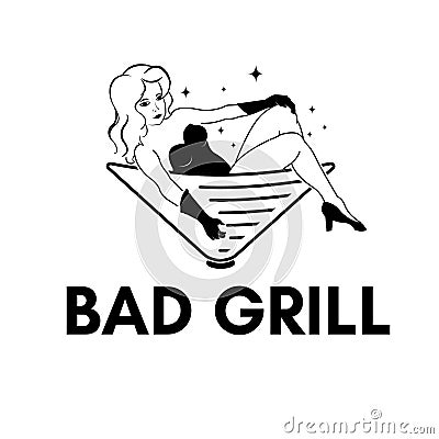 Bad girl bad grill bar and nightclub Vector Illustration