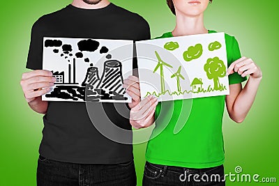 Bad and good concept of ecology Stock Photo