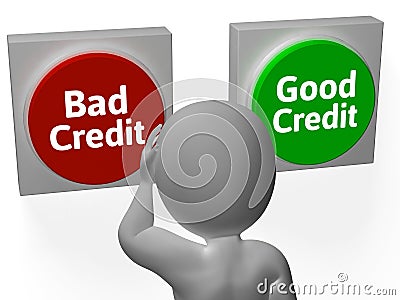 Bad Good Credit Shows Debt Or Loan Stock Photo