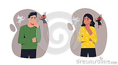 Bad and good thoughts Vector Illustration