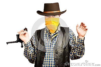 Bad guy surrendering Stock Photo