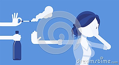 Bad habits refusal, girl against use of alcohol and smoking Vector Illustration