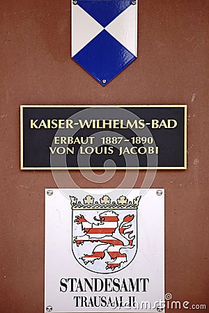 Sign Kaiser-Wilhelm-Bath Bad Homburg Editorial Stock Photo