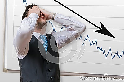 Bad investment or economic crisis concept. Businessman is disappointed. Stock Photo