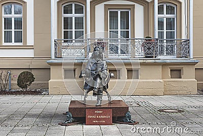 Francis II Rakoczi monument on Am Kurgarten in Bad Kissingen, Germany Editorial Stock Photo
