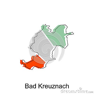 Bad Kreuznach City of Germany map vector illustration, vector template with outline graphic sketch style isolated on white Vector Illustration