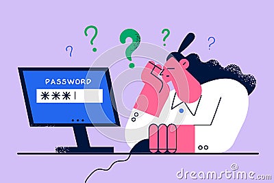 Bad memory and working on computer concept Vector Illustration
