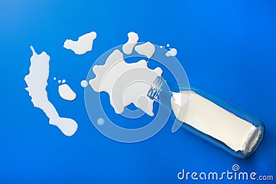 Bad milk lactose intolerance allergy. milk bottle splatter. avoid dangerous dairy Stock Photo