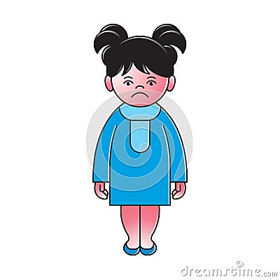 Bad mood cartoon girl standing Vector Illustration