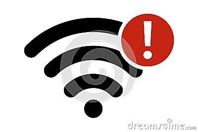 Bad network, problem with wifi. Loss of server signal. Wifi icon. Internet error Vector Illustration