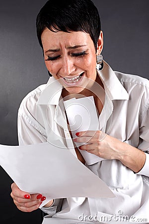 Bad news - depression woman with tears Stock Photo