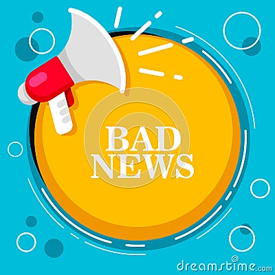 Bad News - Megaphone and text. Stock Photo