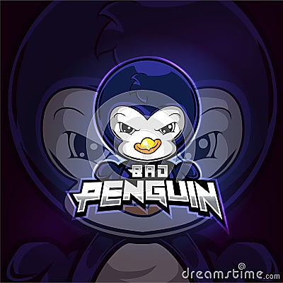 Bad penguin mascot esport logo design Vector Illustration
