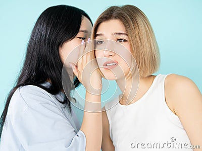 bad rumors gossip women secret spreading shocked Stock Photo