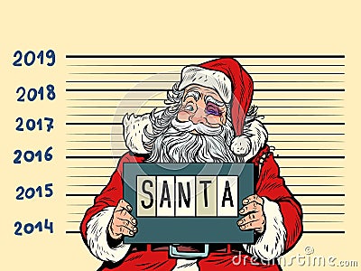 Bad Santa Claus. Arrested 2019 happy new year Vector Illustration