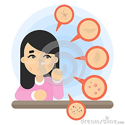 Bad skin problems. Vector Illustration