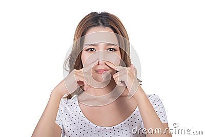 Bad smell face Stock Photo