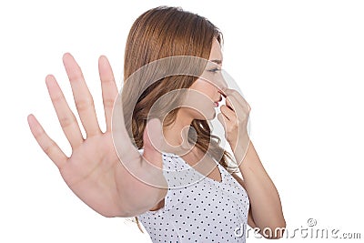 Bad smell face Stock Photo