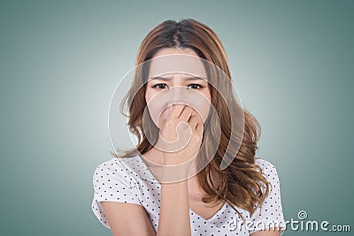 Bad smell face Stock Photo