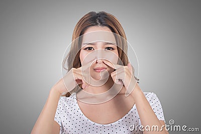 Bad smell face Stock Photo