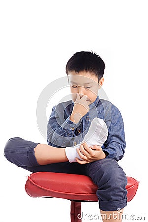 Bad smell sock Stock Photo