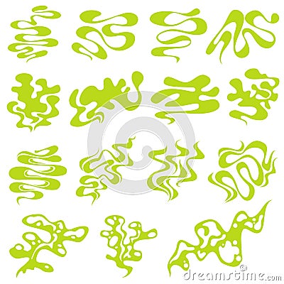 Bad smell and toxic gas clouds. Stench smoke and skunk aroma cartoon vector set Vector Illustration