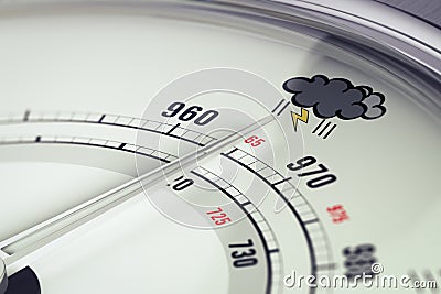 Bad Weather Barometer Close Up Cartoon Illustration
