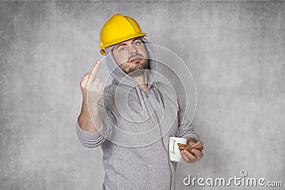 Bad worker ate lunch Stock Photo