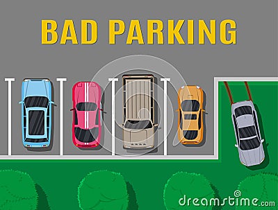 Bad or wrong car parking. Vector Illustration