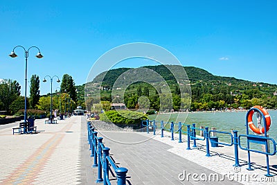 Badacsony harbor at Lake Balaton Stock Photo