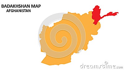 Badakhshan State and regions map highlighted on Afghanistan map Vector Illustration