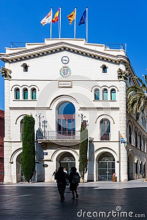 Badalona, Spain-April 7, 2023. Facade of the town hall of Badalona, a city near Barcelona, Spain Editorial Stock Photo