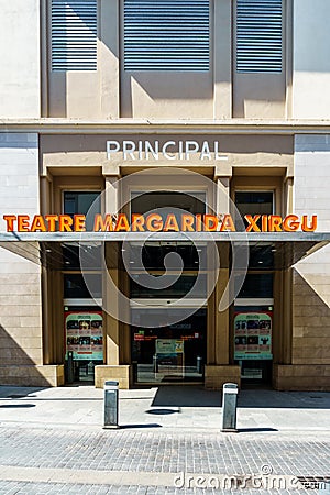Badalona, Spain-May 2, 2023. Facade and entrance of Teatre Margarita Xirgu, Teatre Principal in Badalona, Spain Editorial Stock Photo