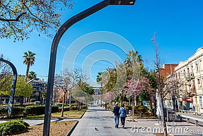 Badalona, Spain-May 2, 2023. Plaza Pompeu Fabra in the city centre of Badalona, Spain Editorial Stock Photo