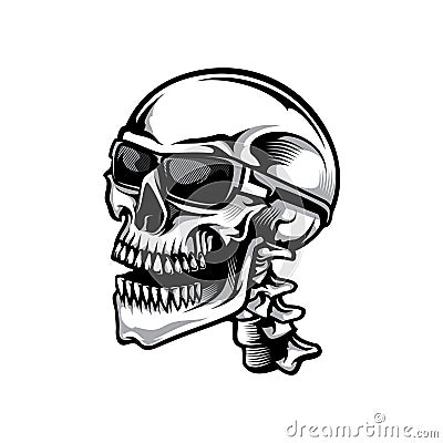 Skull Head With Sunglasses Stock Photo