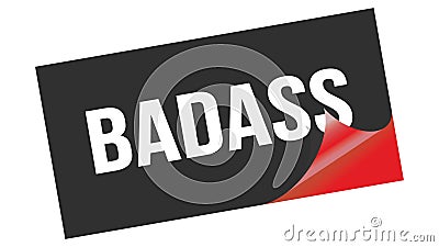 BADASS text on black red sticker stamp Stock Photo