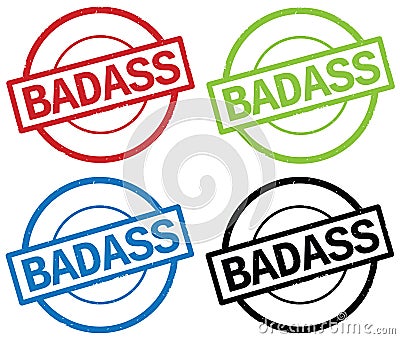 BADASS text, on round simple stamp sign. Stock Photo