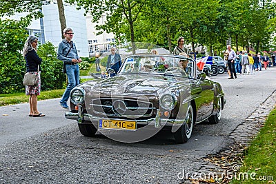 BADEN BADEN, GERMANY - JULY 2019: brown MERCEDES-BENZ 190 SL roadster cabrio 1955 1963, oldtimer meeting in Kurpark Editorial Stock Photo