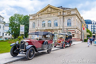 BADEN BADEN, GERMANY - JULY 2019: dark red maroon black CITROEN TYPE C TL 5HP T3-2 TREFLE 1924, oldtimer meeting in Kurpark Editorial Stock Photo