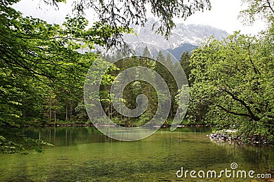 Badesee lake in Garmisch-Partenkirchen, Bavaria, Germany Stock Photo