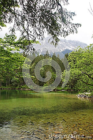 Badesee lake in Garmisch-Partenkirchen, Bavaria, Germany Stock Photo