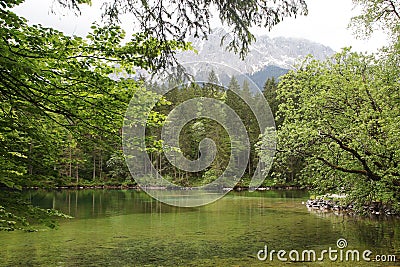 Badesee lake in Garmisch-Partenkirchen, Bavaria, Germany Stock Photo