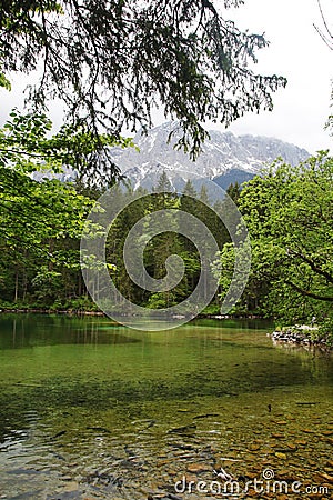 Badesee lake in Garmisch-Partenkirchen, Bavaria, Germany Stock Photo