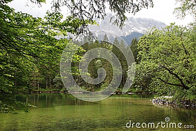 Badesee lake in Garmisch-Partenkirchen, Bavaria, Germany Stock Photo