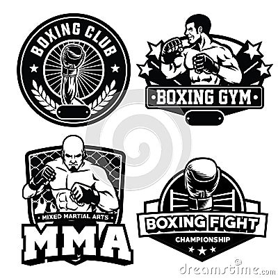 Badge boxing club set Vector Illustration