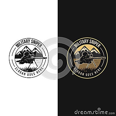Badge emblem Military sniper logo vector Vector Illustration