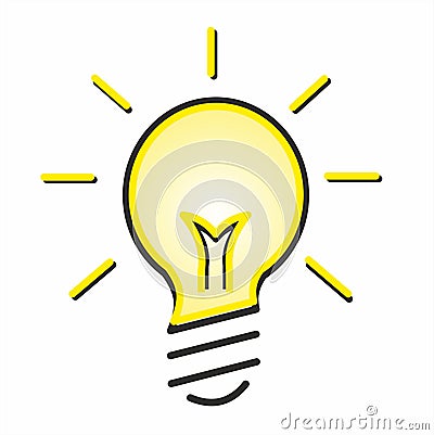 The badge of a glowing light bulb Stock Photo